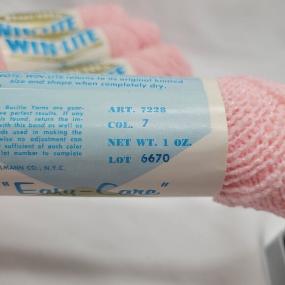 Vtg 4 Skeins Bucilla Win-Lite Light Pink 7 Yarn 1 Oz Each Acrylic Nylon Art 7228 - Picture 5 of 7